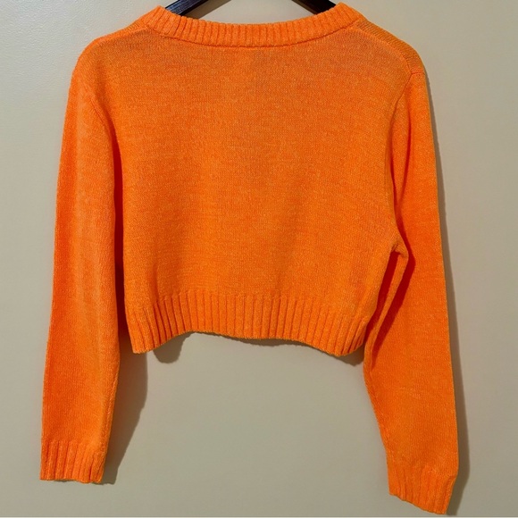 H&M| Divided Orange V-Neck Button-Up Cropped Cardigan Sz S - Picture 4 of 7